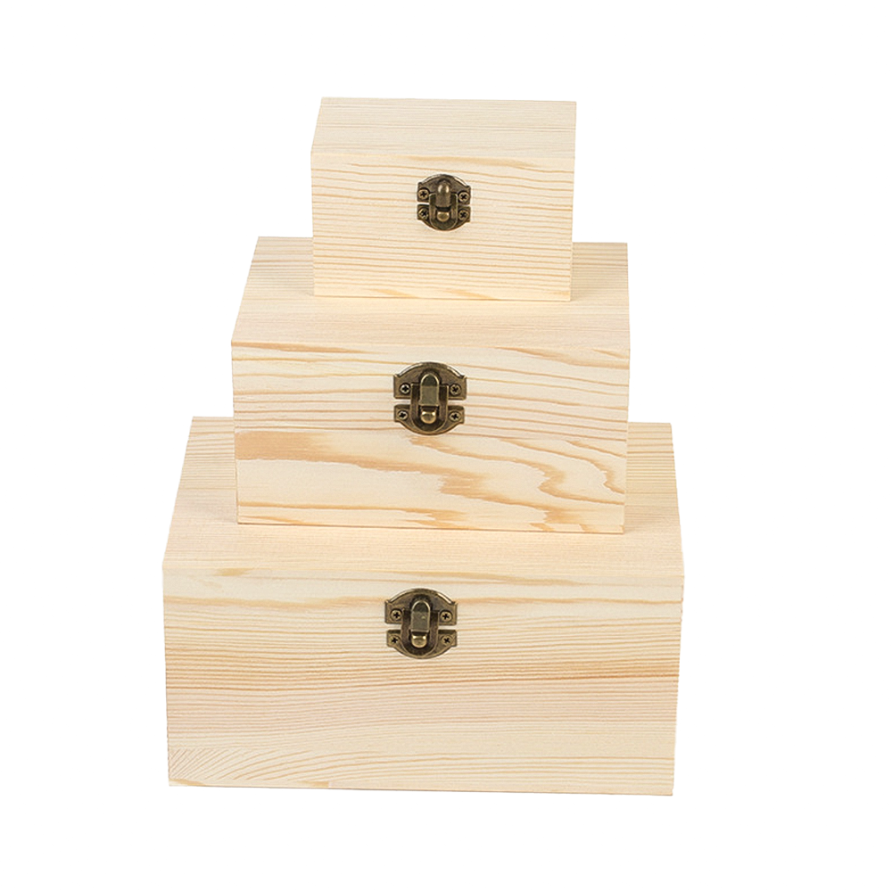 Ready-made Minimalist Flip-top  Pinewood Jewellery Storage Packaging Gift Box