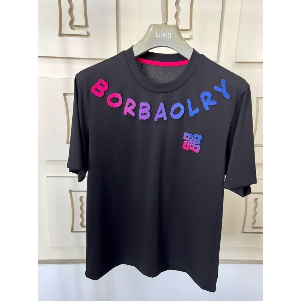 Crew Neck T - Shirt | Colorful Flocking Letter & Pattern Design 100%Cotton Jersey Men T-shirt