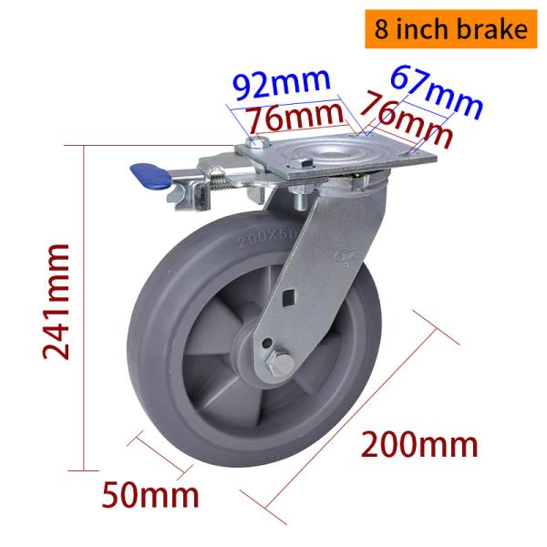 Grey Heavy Duty Casters 8 Inch Industrial Castor Wheels 200mm 738-56