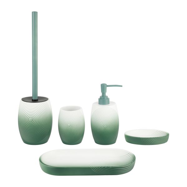 Ombre green polyresin bathroom set resin hand soap bottle bath kit household item tumbler soap dish bowl brush