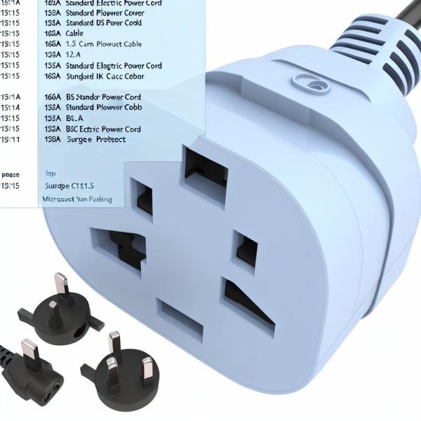 16A BS Standard Electric Power Cord With 3*1.5 Cable And Surge Protection To IEC C5