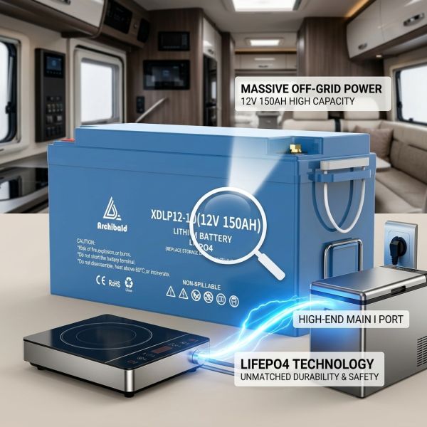 12V 100AH LiFePO4 Camper Van Lithium Battery 1280Wh Compact Deep Cycle for Motorhome RV Conversion