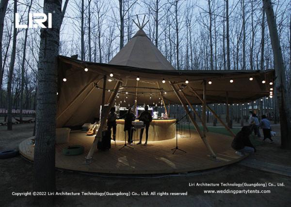 20 / 40 / 72 Seats Wood Pole Withstand Hat Tipi Tents For Wedding Events