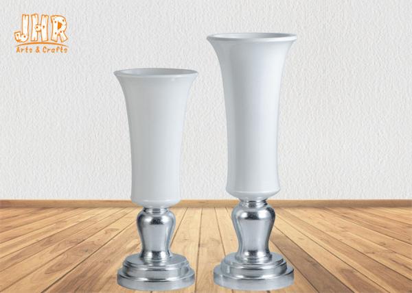 Vasos pagados decorativos da tabela da folha de prata dos artigos de Homewares dos vasos brancos do assoalho da fibra de vidro