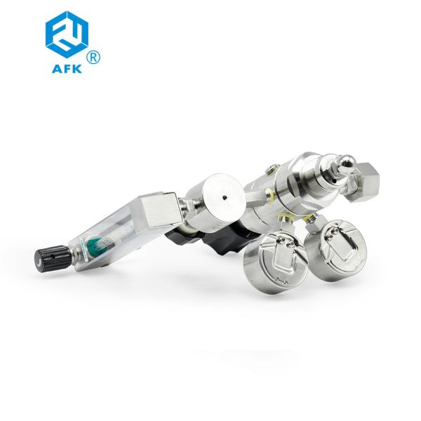 Dual Stage CO2 Gas Pressure Regulator 4500psi With Diaphragm Valve / Flowmeter