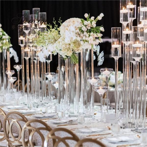 9 Arms 95cm Tall Crystal Glass Candelabras Acrylic Crystal Candle Holder Centerpieces