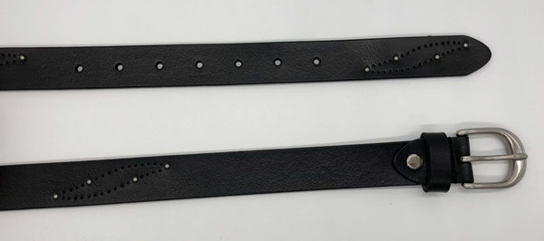 Punching Pattern Genuine Engraved Leather Belt 124g Weight With 3mm Studs