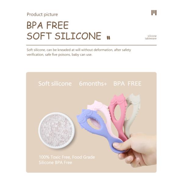 Новая ложка силикона качества еды ложки младенца прибытия с детьми Eco малыша дружелюбными кормить младенцу животную ложку силикона стиля