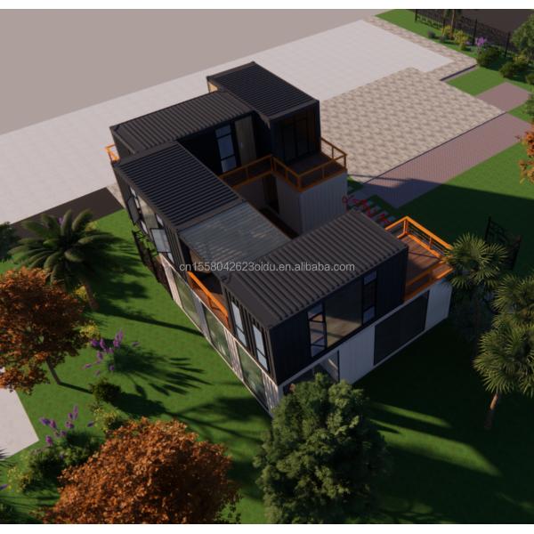 Solución de vida ecológica de color personalizado Casas de acero prefabricadas combinadas con opciones de 20 pies o 40 pies y casas de contenedores