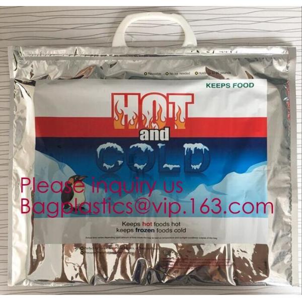 Custom Packing Aluminum Foil Zip-Lock Grocery Handle Thermal Insulation Cooler Bag For Outdoors,Promotional Insulated La