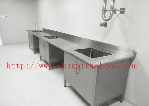 Customize Made 304 Stainless Steel Lab Furniture Popular Stainless Steel Sink Bench Cleaning Work Bench