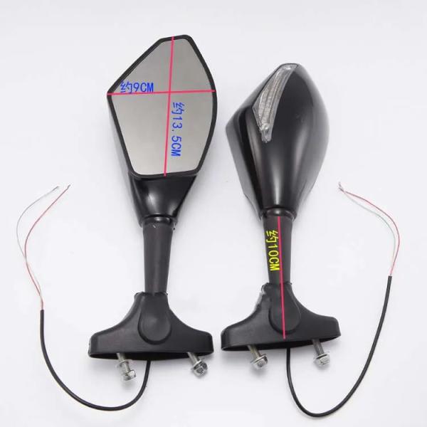 Custom Motorbikes LED Rear View Mirror with Light 13.5*9cm Glass Size Black/snakeskin