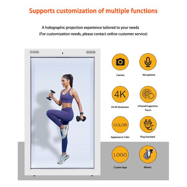 86 inch AI Virtual Digital Human 3D Interactive Hologram transparent screen display 3D Indoor Holographic Box with Holographic Fans