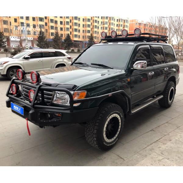 LC100 Black Steel Bumper Front Offroad Bull Bar With 3 Loop
