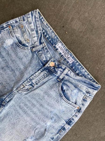 99% Cotton 1% Elastane Light Blue Ripped Jeans Womens High Waisted