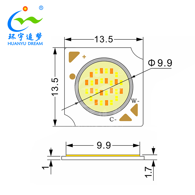 Постоянный 24V COB LED чип с IC в 6W * 2 1313 Двухцветный LED COB чип для точечного освещения