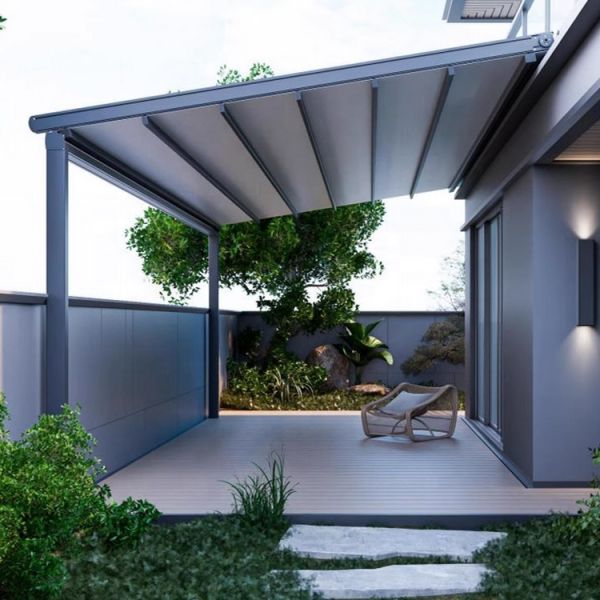 Sunshade Sliding Folding Lip Roof Outdoor Retractable Canopy Aluminum Frame Polyester Sail 6m Projection Ordinary Switch Pergola