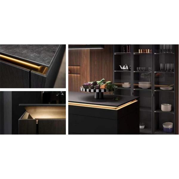 Designer Solid Wood Melamine LED Sensor Light Cabinet Prefab Modular Kitchen Cabinets