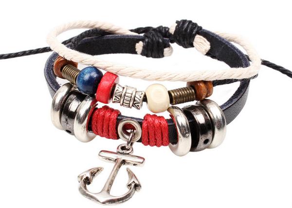 Pirates of the Caribbean-style bracelet handmade leather bracelet anchor