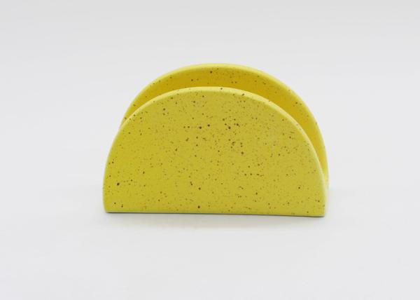 Yellow Chips Shaped Ceramic Paper Holder , Ceramic Letter Holder For Home Decoration