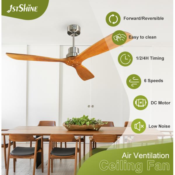 52 polegadas ventilador de teto sem luz Tipo de vento padrão com controle remoto e pás