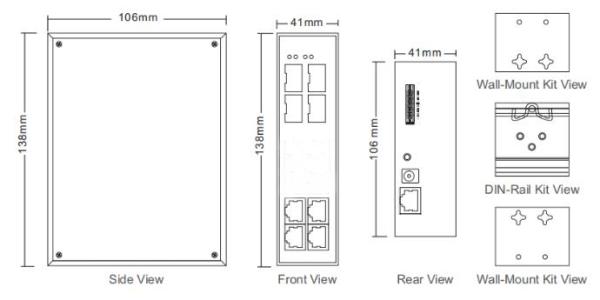 Industrial Managed Ethernet Switch 1000M 4xGigabit + 4xSFP DIN-Rail -40°C to 80°C