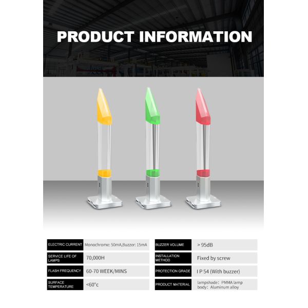 Voyant d'alarme LED à base pliable en cristal 24V 220V 0.6kg IP50 pour avertissement de sécurité