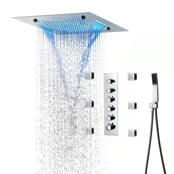 Thermostatic Control Showers and Complete Bathroom Set with Stainless Steel Design