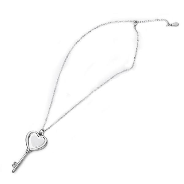 Collier clé cœur photo en alliage de zinc sublimation DIY pour la Saint-Valentin