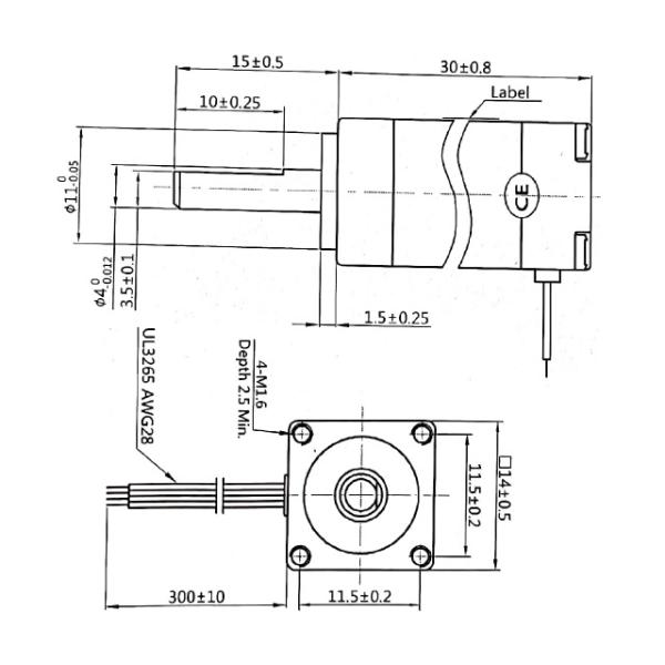 1,8 диаметра Stepper мотора 14mm степени вал 6.6V 2 участков d гибридных микро-