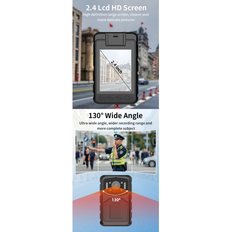 Factory OEM/ODM 4G Body Worn Camera 2K HD Video 48MP Photo IP68 Waterproof 2.4 LCD Screen IR Night Vision Security Body Camera