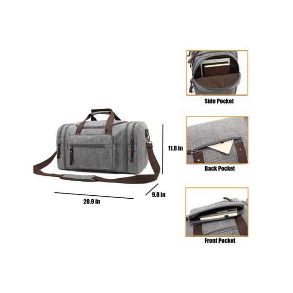 Top Handle Nylon Leather Weekender Duffel Bag For Hiking / Sports / School