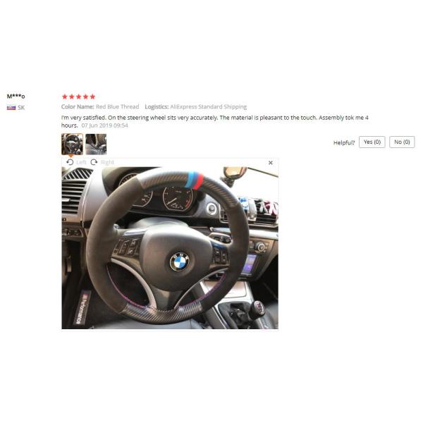 Black Suede Red Marker Steering Wheel Cover for BMW E90 E87 120i 130i 120d 30*15*5 cm