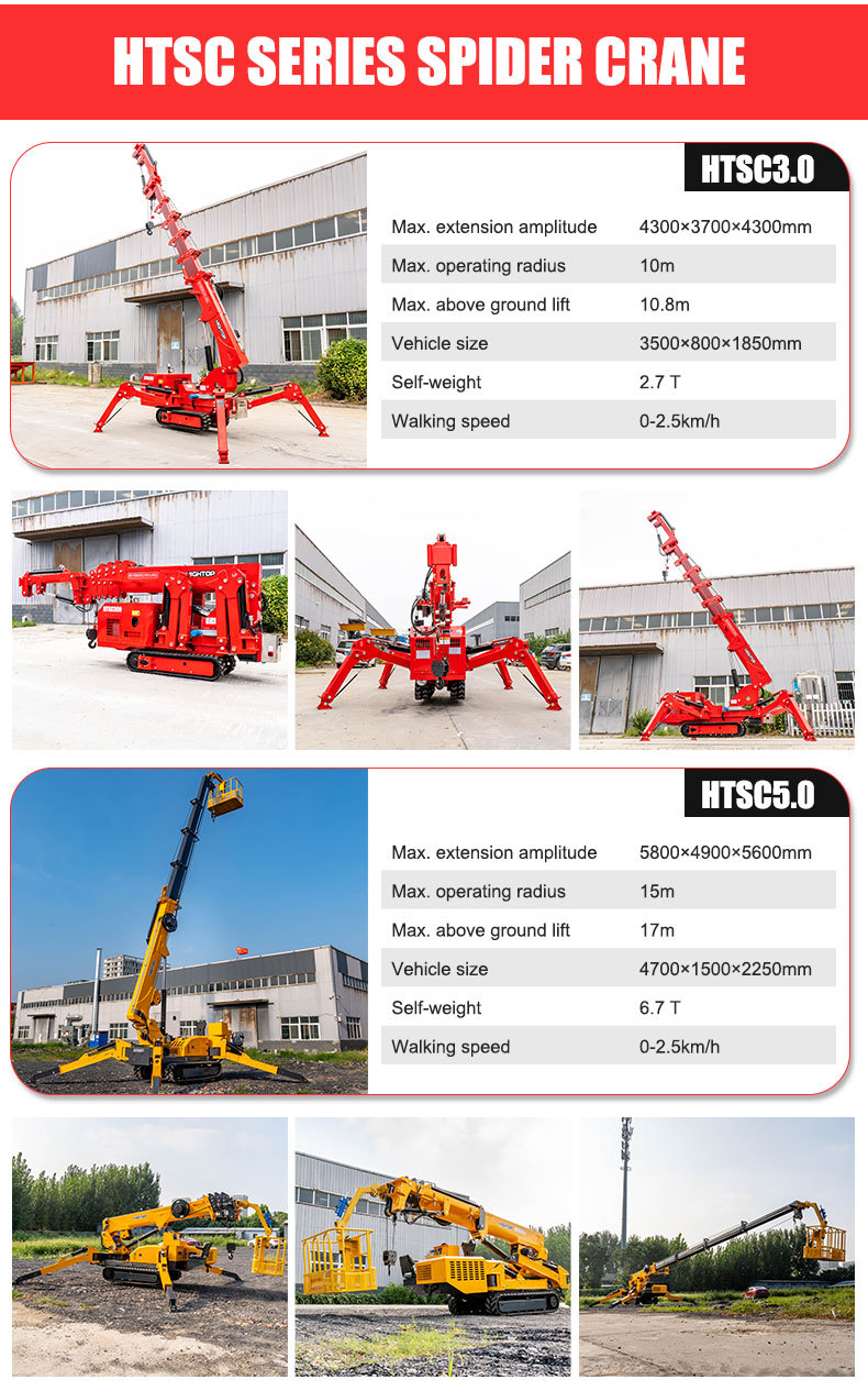 2 Tons Spider Crawler Crane With Rubber Tracked Chassis For Small Spaces