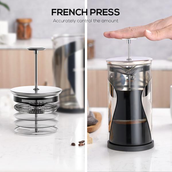 Нержавеющая сталь изолировала чай большого французского перемещения кофеварки прессы располагаясь лагерем классический стеклянный