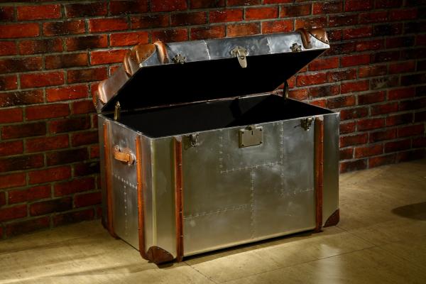 Antique Retro Decorative Storage Chest , Large Decorative Leather Trunks Copper Lock