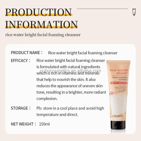 Face Wash Facial Cleanser Whitening Face Wash With Rice Extract for Oily Dry Skin