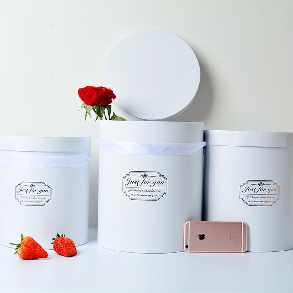 Caja de embalaje de flores de sombrero redondo con tapa de aniversario