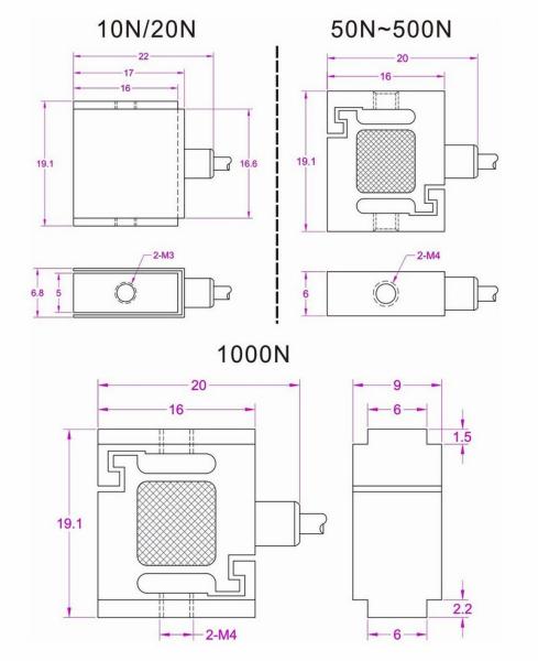 Miniature Jr S-beam Load Cell Tension Compression Sensor 2lb 5 lb 10lb 25 lb 50lb 100lb