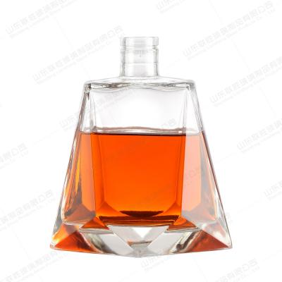Garrafa de Tequila em forma de diamante 500 ml 700 ml 750 ml para bebida industrial de vinho