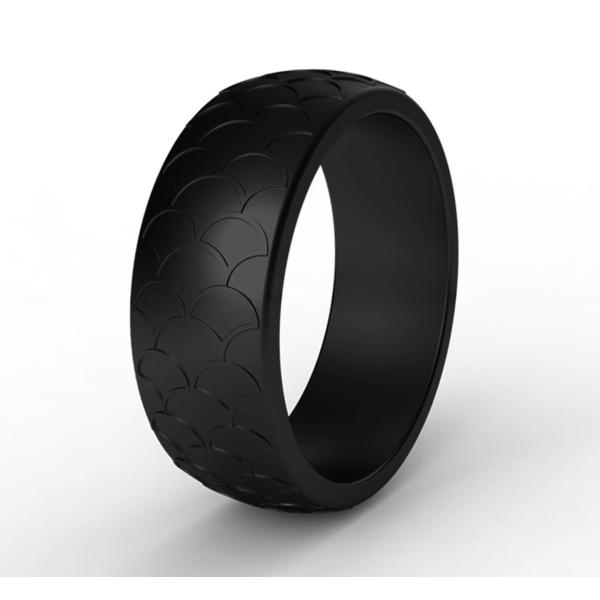 Men Silicone Wedding Ring Fish Scale Design Multi Colors 8.7mm Breathable