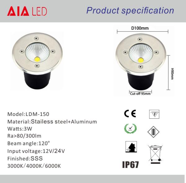 3W Exterior led underground light IP67 & COB LED Underground lamp/LED garden light