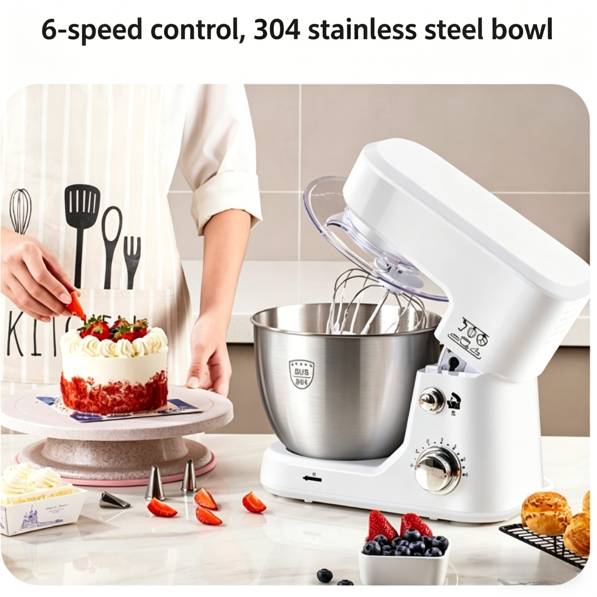 4L 500W Electric Stand Mixer With Stepless Speed Control