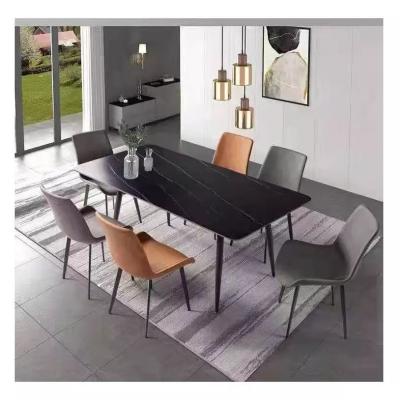 Anticorrosive 6 Seater Metal Dining Table Set  Family Use Wear Resistance