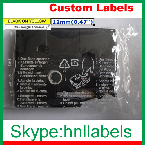 Black on Yellow Label Tape Compatible Brother TZ-631 TZe-631 12mm*8m for P-Touch
