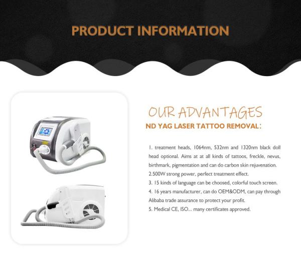 1064nm 532nm 1320nm Professional Laser Tattoo Removal Machine 500w Power