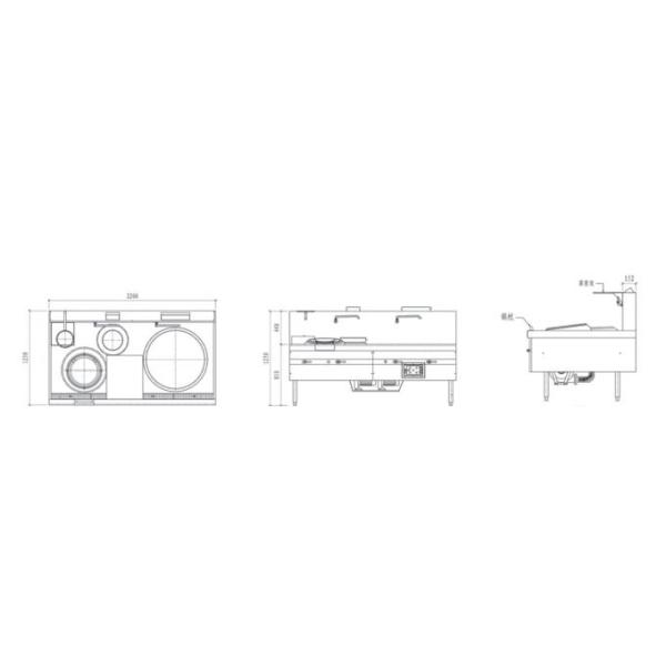High Efficiency SS 304 2200mm Chinese Restaurant Stove