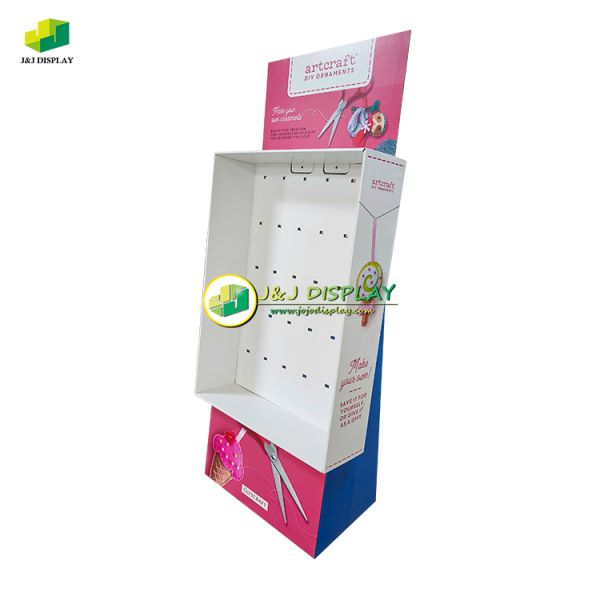 Retail POS Corrugated Paper Pegboard Display Stand 100% Recyclable Silk Printing