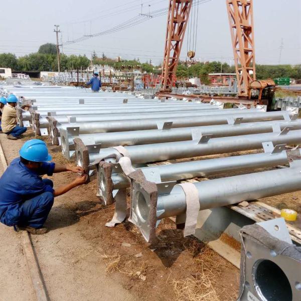 Tubular High Voltage Transmission Line Tower , Steel Electric Cable Tower