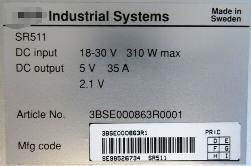 O MÓDULO 310 W MAX DO REGULADOR DO PODER DE 3BSE000863R0001 SR511 35 AMPÈRES 18-30 VDC ENTROU 5 VDC DE SAÍDA
